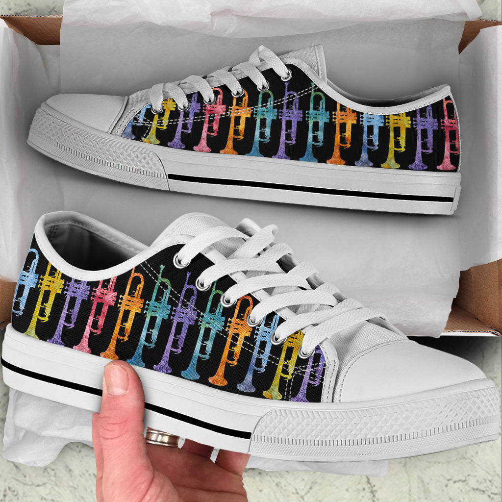 Trumpets Rainbow Watercolor Low Top Music Shoes Fashionable Low Top Casual Shoes Gift For Adults 1