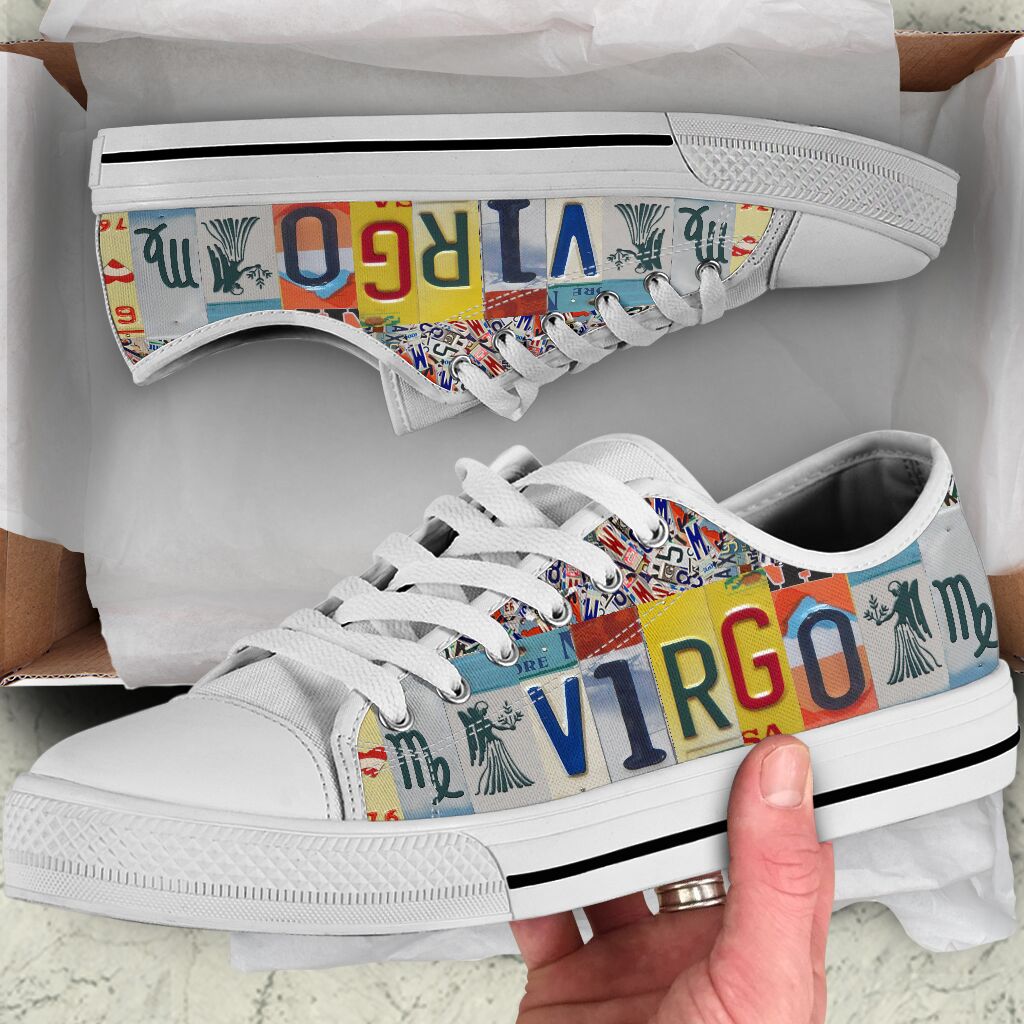 Virgo License Plates Low Top Virgo Zodiac Sign Virgo Horoscope Shoes Canvas Print Lowtop Casual Shoes Gift For Adults 1
