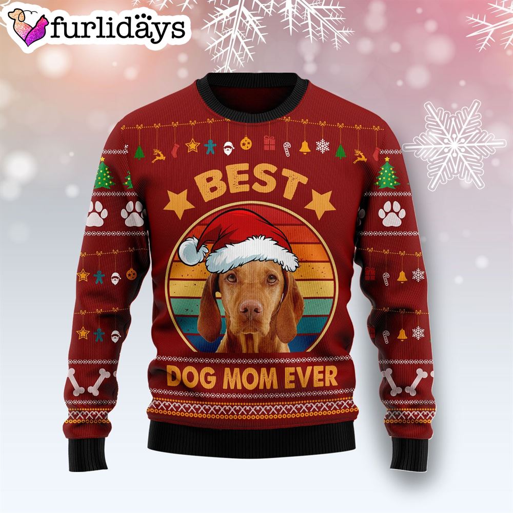 Vizsla Best Dog Mom Ever Ugly Christmas Sweater Best Xmas Gifts Dog Memorial Gift 1 Vizsla Best Dog Mom Ever Ugly Christmas Sweater Best Xmas Gifts Dog Memorial Gift 1