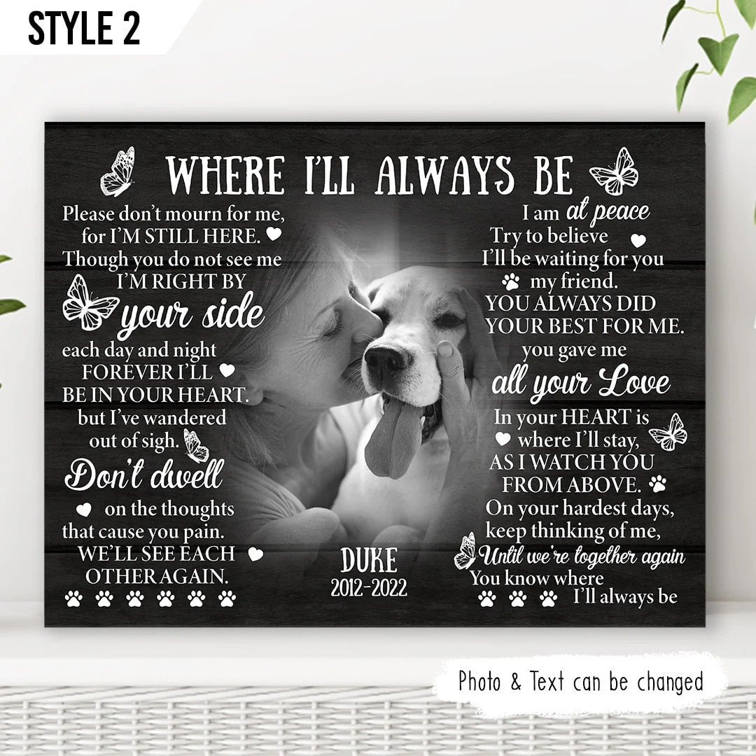 Where I ll Always Be Dog Horizontal Canvas Wall Art Canvas Dog Memorial Gift 1 Where I ll Always Be Dog Horizontal Canvas Wall Art Canvas Dog Memorial Gift 1