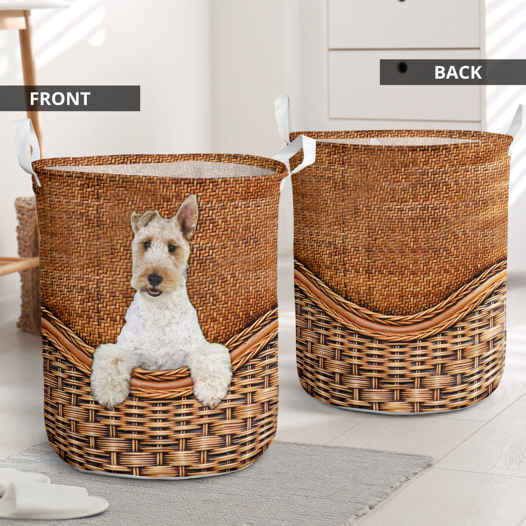 Wire Fox Terrier Rattan Texture Laundry Basket Laundry Hamper Dog Lovers Gifts for Him or Her 1 Wire Fox Terrier Rattan Texture Laundry Basket Laundry Hamper Dog Lovers Gifts for Him or Her 1