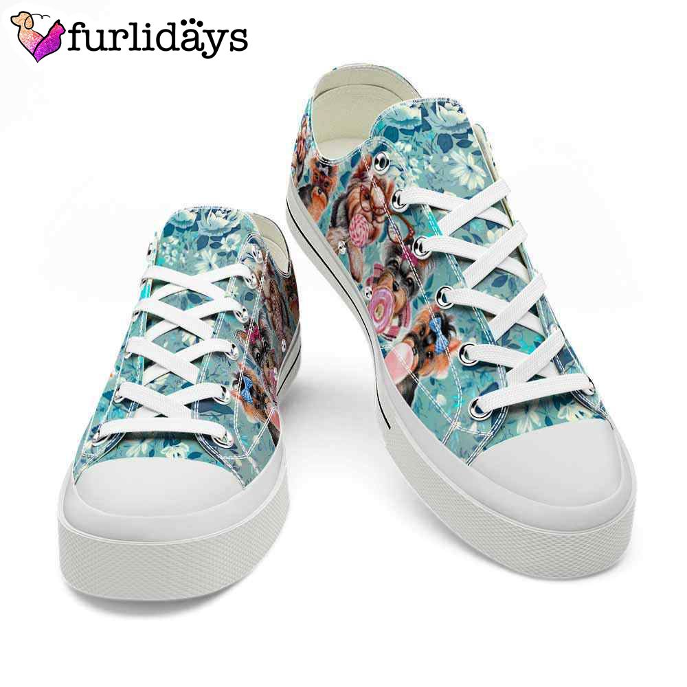 Yorkshire Terrier Blue Flowers Candy Low Top Shoes 3 Yorkshire Terrier Blue Flowers Candy Low Top Shoes 3
