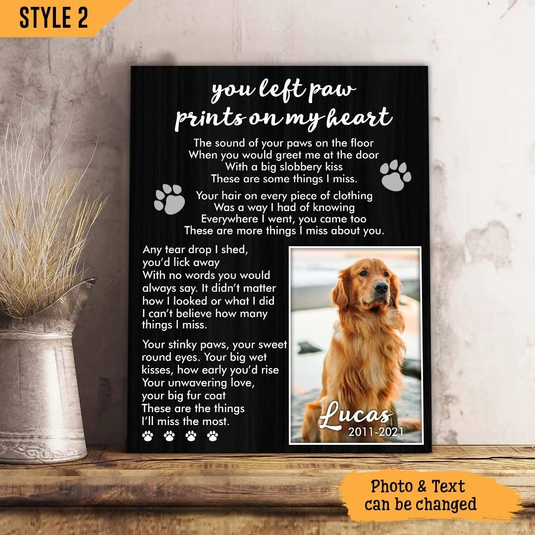 You Left Paw Prints On My Heart Dog Vertical Canvas Wall Art Canvas Dog Memorial Gift 3 You Left Paw Prints On My Heart Dog Vertical Canvas Wall Art Canvas Dog Memorial Gift 3
