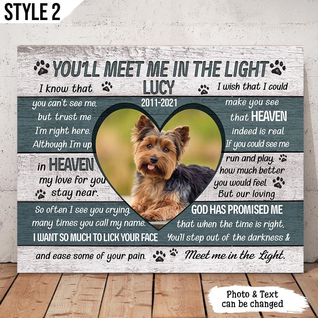 You ll Meet Me In The Light Dog Poem Canvas Poster Painting On Canvas Dog Memorial Dog Memorial Gift 3