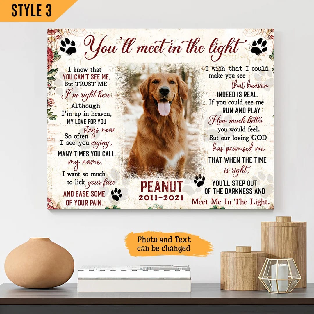 You ll Meet Me In The Light Dog Poem Printable Horizontal Canvas Wall Art Canvas Dog Memorial Gift 3
