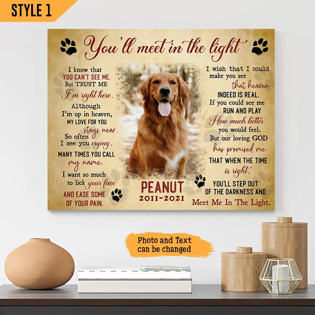 You ll Meet Me In The Light Dog Poem Printable Horizontal Canvas Wall Art Canvas Gift For Dog Lovers 3