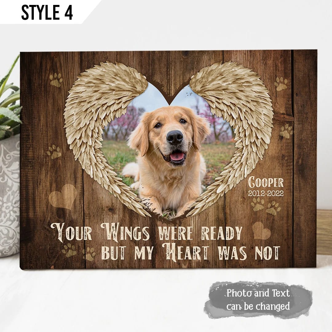 Your Wings Were Ready But My Heart Was Not Dog Matte Canvas Poster Painting On Canvas Dog Memorial Gift 3