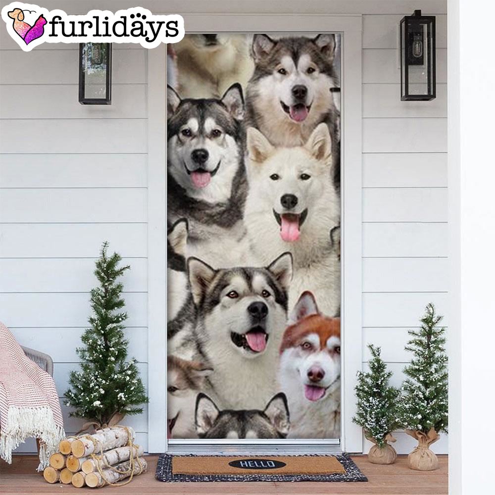 A Bunch Of Alaskan Malamutes Door Cover Great Gift Idea For Dog Lovers Dog Memorial Gift