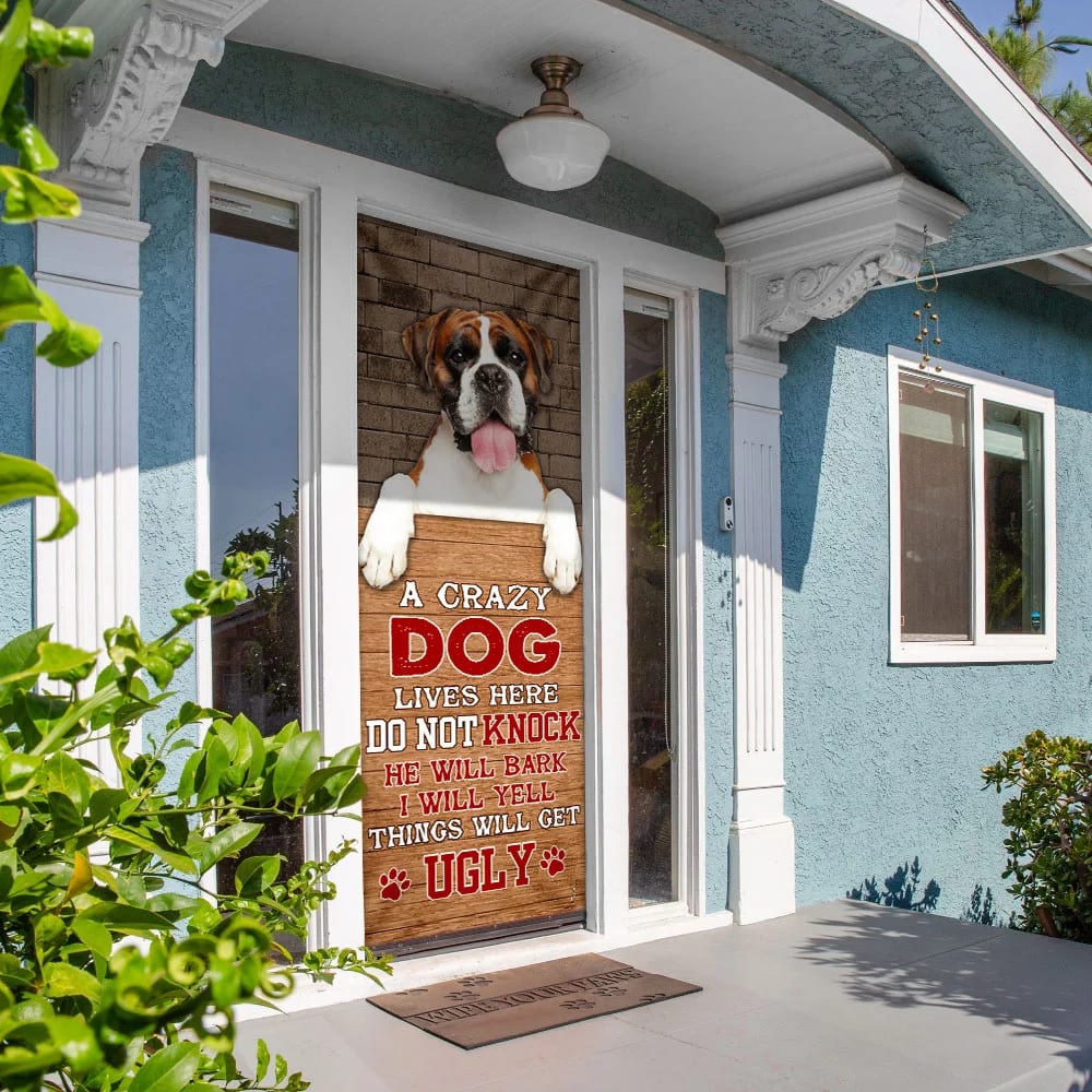 A Crazy Dog Lives Here Boxer Dog Door Cover Xmas Outdoor Decoration Gifts For Dog Lovers 4 A Crazy Dog Lives Here Boxer Dog Door Cover Xmas Outdoor Decoration Gifts For Dog Lovers 4