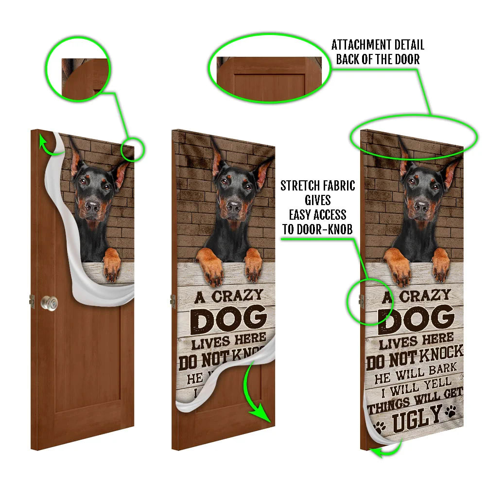 A Crazy Dog Lives Here Doberman Door Cover Xmas Outdoor Decoration Gifts For Dog Lovers 5 A Crazy Dog Lives Here Doberman Door Cover Xmas Outdoor Decoration Gifts For Dog Lovers 5