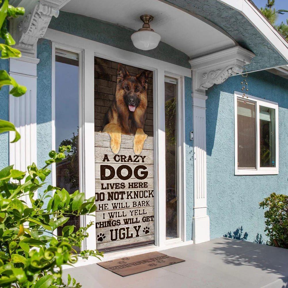 A Crazy Dog Lives Here German Shepherd Door Cover Xmas Outdoor Decoration Gifts For Dog Lovers 4 A Crazy Dog Lives Here German Shepherd Door Cover Xmas Outdoor Decoration Gifts For Dog Lovers 4