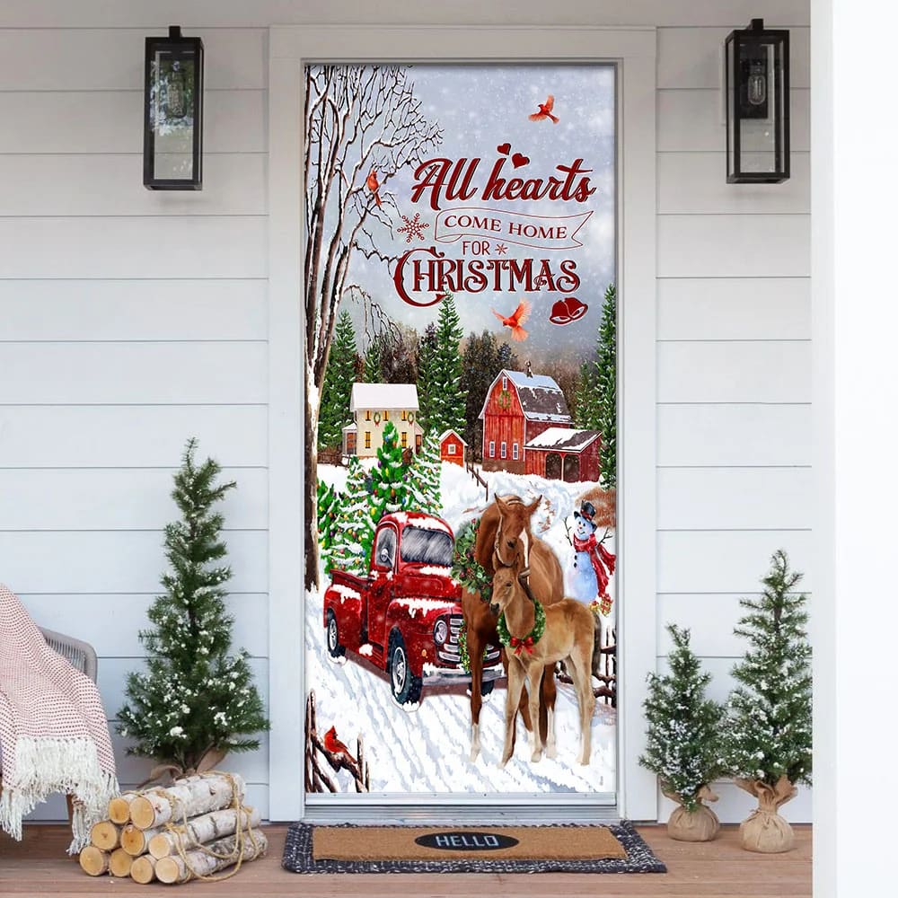 All Hearts Come Home For Christmas Door Cover Christmas Horse Decor Unique Gifts Doorcover 1 All Hearts Come Home For Christmas Door Cover Christmas Horse Decor Unique Gifts Doorcover 1