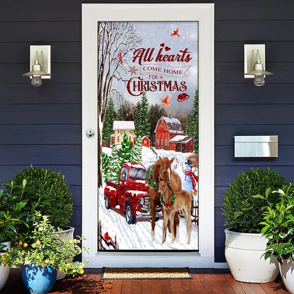 All Hearts Come Home For Christmas Door Cover Christmas Horse Decor Unique Gifts Doorcover 2 All Hearts Come Home For Christmas Door Cover Christmas Horse Decor Unique Gifts Doorcover 2