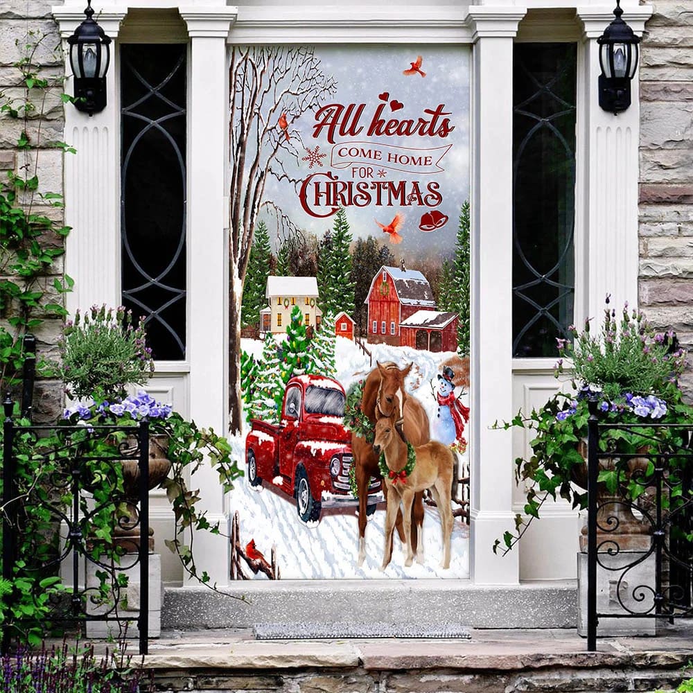 All Hearts Come Home For Christmas Door Cover Christmas Horse Decor Unique Gifts Doorcover 3 All Hearts Come Home For Christmas Door Cover Christmas Horse Decor Unique Gifts Doorcover 3