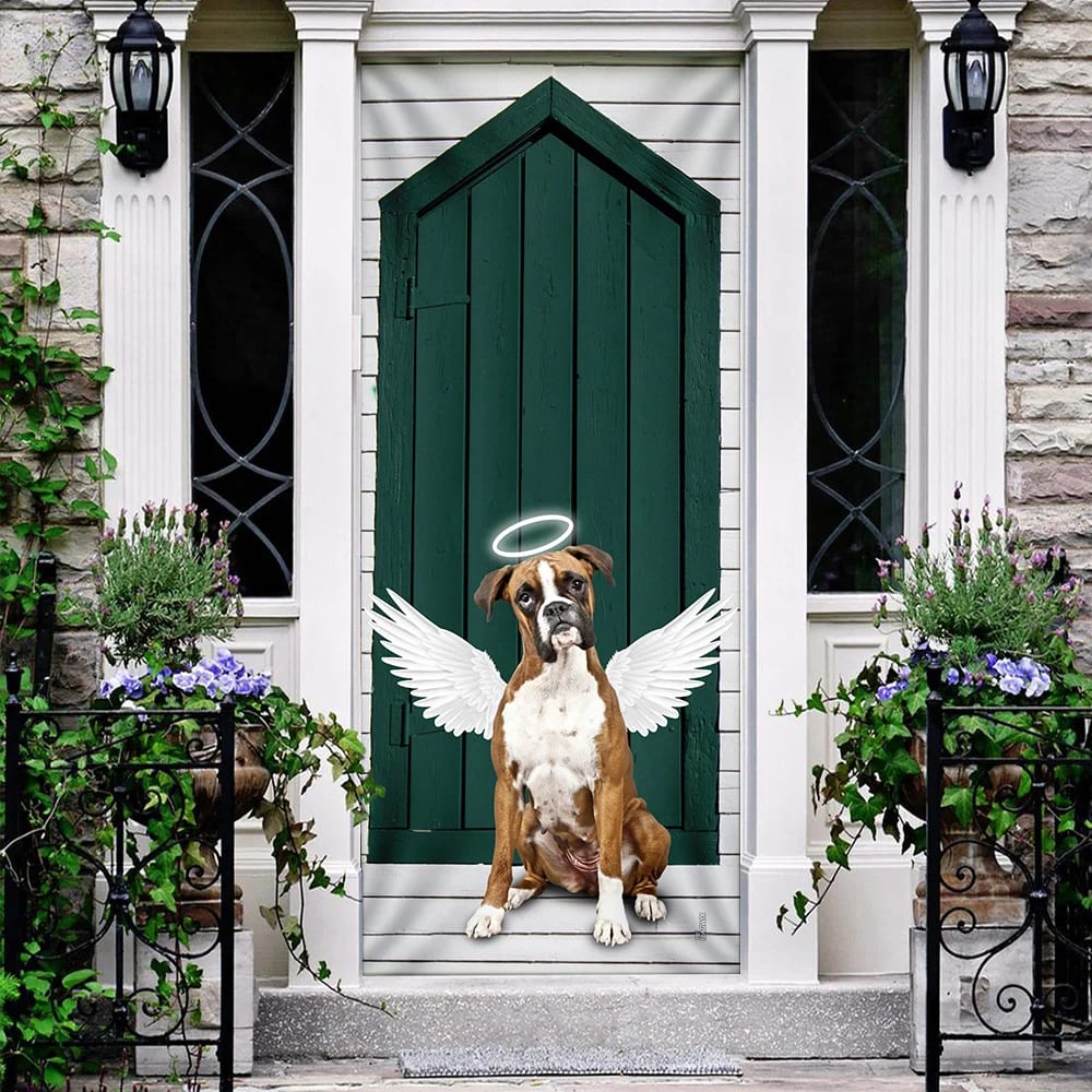 Angel Boxer Dog Door Cover Xmas Outdoor Decoration Gifts For Dog Lovers 1 Angel Boxer Dog Door Cover Xmas Outdoor Decoration Gifts For Dog Lovers 1
