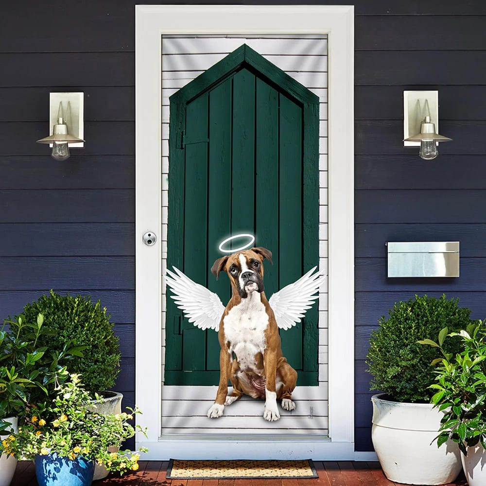 Angel Boxer Dog Door Cover Xmas Outdoor Decoration Gifts For Dog Lovers 2 Angel Boxer Dog Door Cover Xmas Outdoor Decoration Gifts For Dog Lovers 2