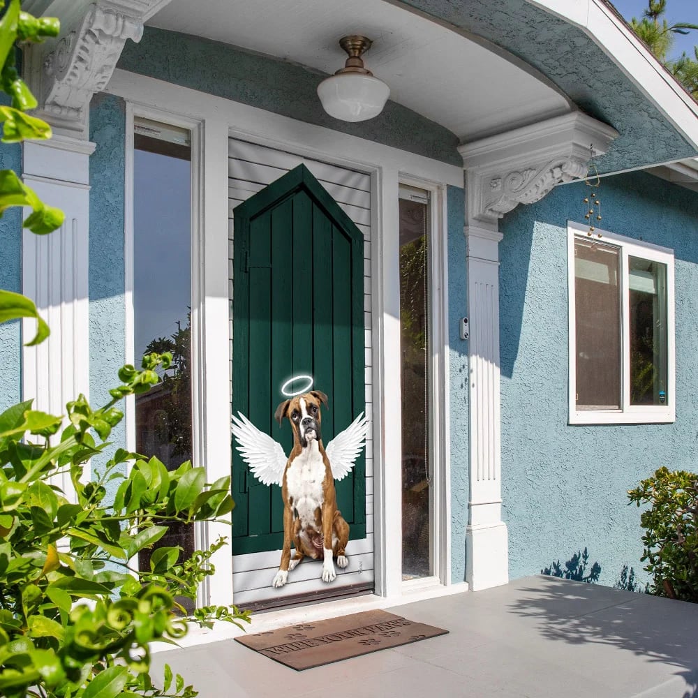 Angel Boxer Dog Door Cover Xmas Outdoor Decoration Gifts For Dog Lovers 3 Angel Boxer Dog Door Cover Xmas Outdoor Decoration Gifts For Dog Lovers 3