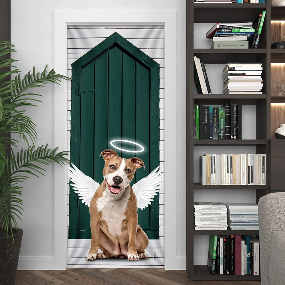 Angel Pit Bull Dog Door Cover Xmas Outdoor Decoration Gifts For Dog Lovers 4