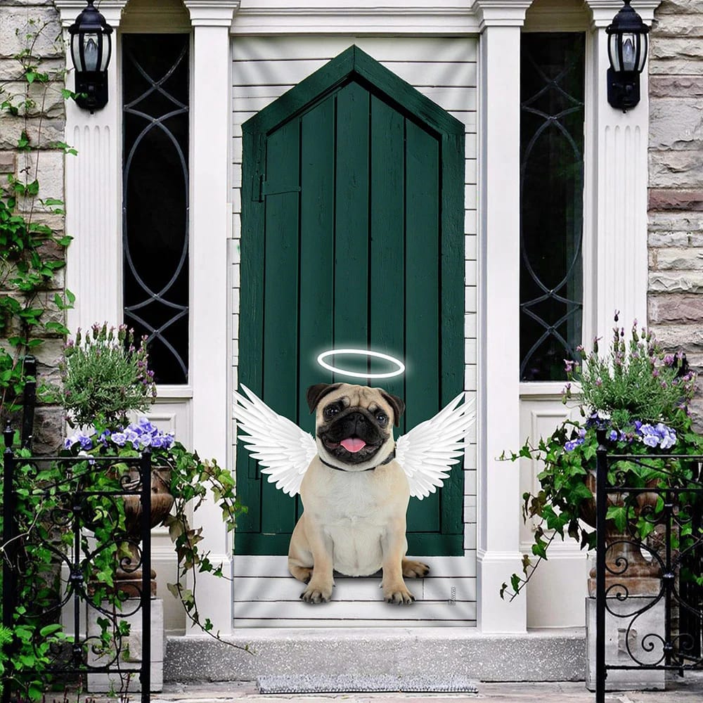 Angel Pug Dog Door Cover Xmas Outdoor Decoration Gifts For Dog Lovers 1 Angel Pug Dog Door Cover Xmas Outdoor Decoration Gifts For Dog Lovers 1
