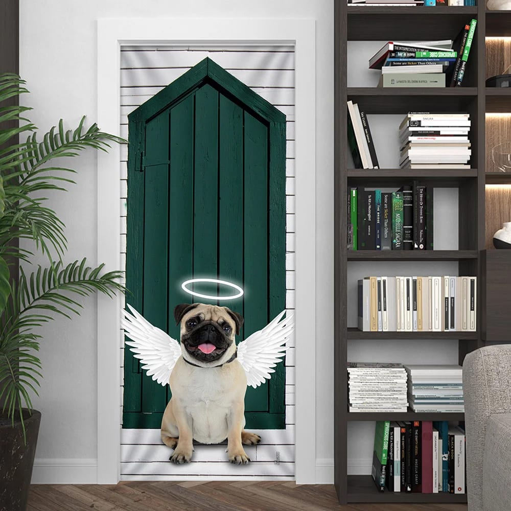 Angel Pug Dog Door Cover Xmas Outdoor Decoration Gifts For Dog Lovers 4 Angel Pug Dog Door Cover Xmas Outdoor Decoration Gifts For Dog Lovers 4