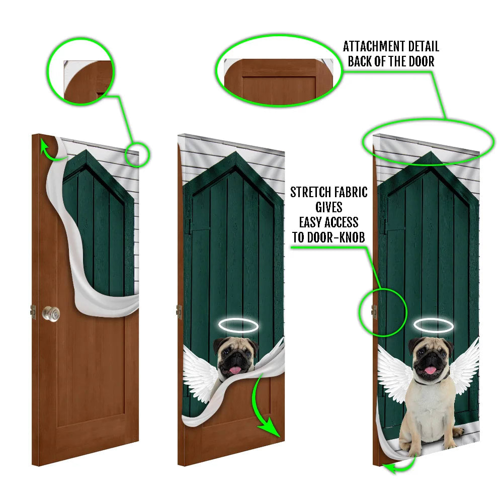 Angel Pug Dog Door Cover Xmas Outdoor Decoration Gifts For Dog Lovers 5 Angel Pug Dog Door Cover Xmas Outdoor Decoration Gifts For Dog Lovers 5