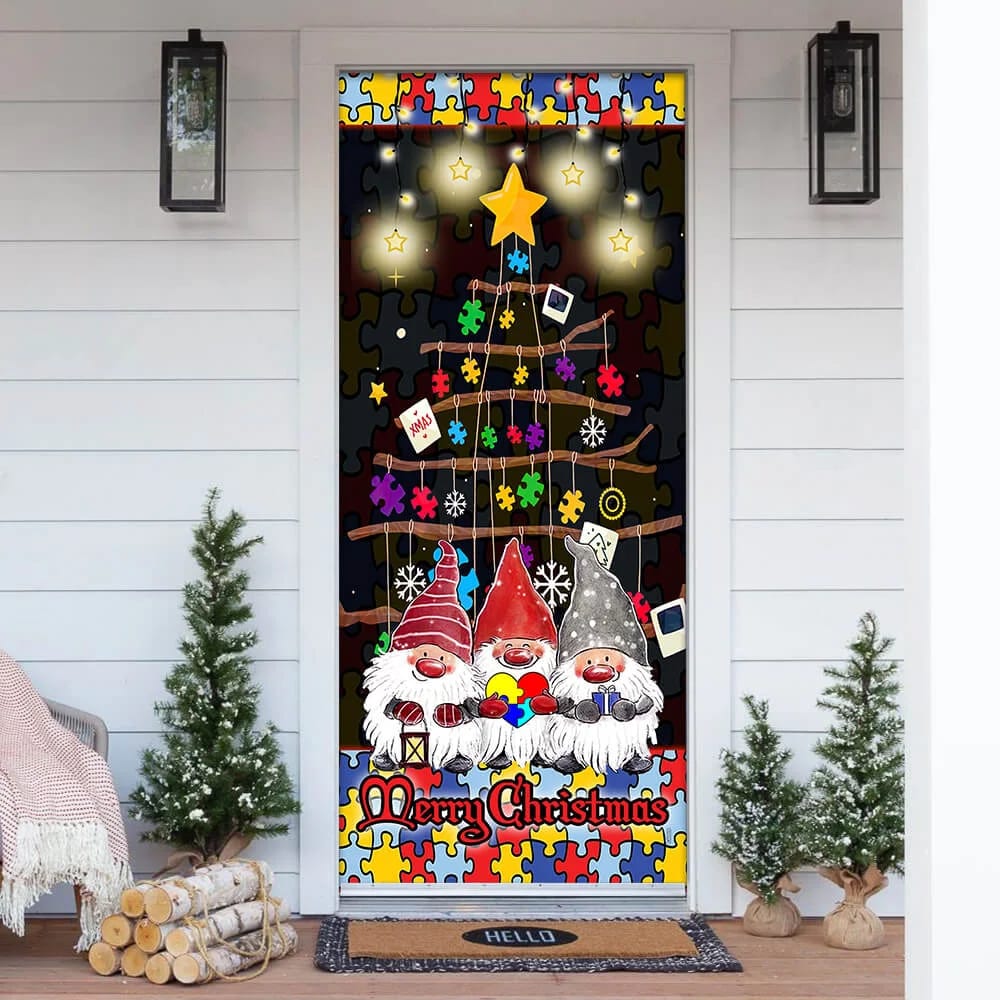 Autism Family Merry Christmas Door Cover Front Door Christmas Cover Unique Gifts Doorcover 1 Autism Family Merry Christmas Door Cover Front Door Christmas Cover Unique Gifts Doorcover 1