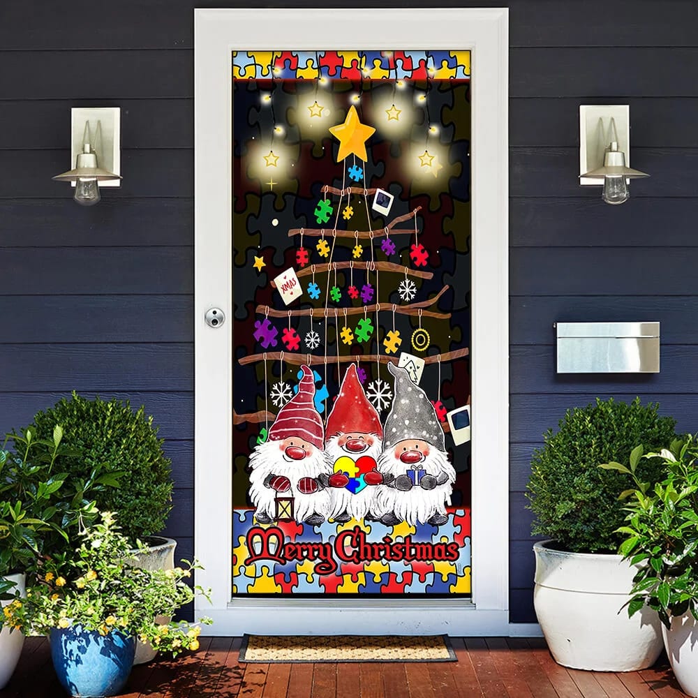 Autism Family Merry Christmas Door Cover Front Door Christmas Cover Unique Gifts Doorcover 2 Autism Family Merry Christmas Door Cover Front Door Christmas Cover Unique Gifts Doorcover 2