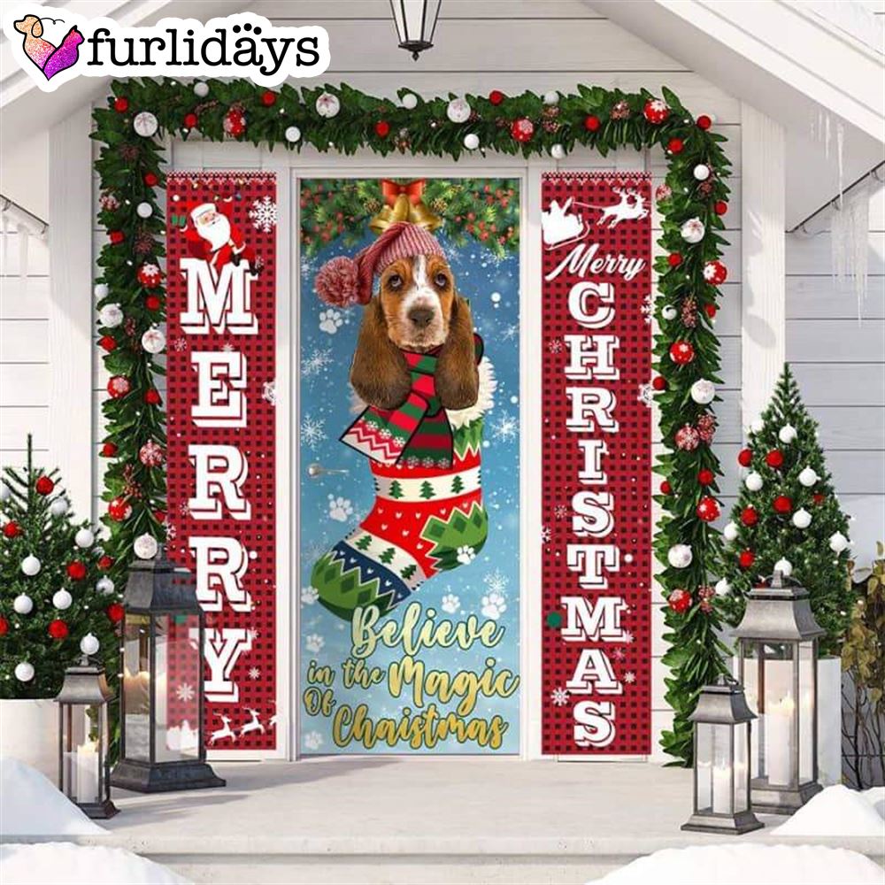 Basset Hound Believe In The Magic Of Christmas Door Cover Xmas Gifts For Pet Lovers Christmas Decor Basset Hound Believe In The Magic Of Christmas Door Cover Xmas Gifts For Pet Lovers Christmas Decor
