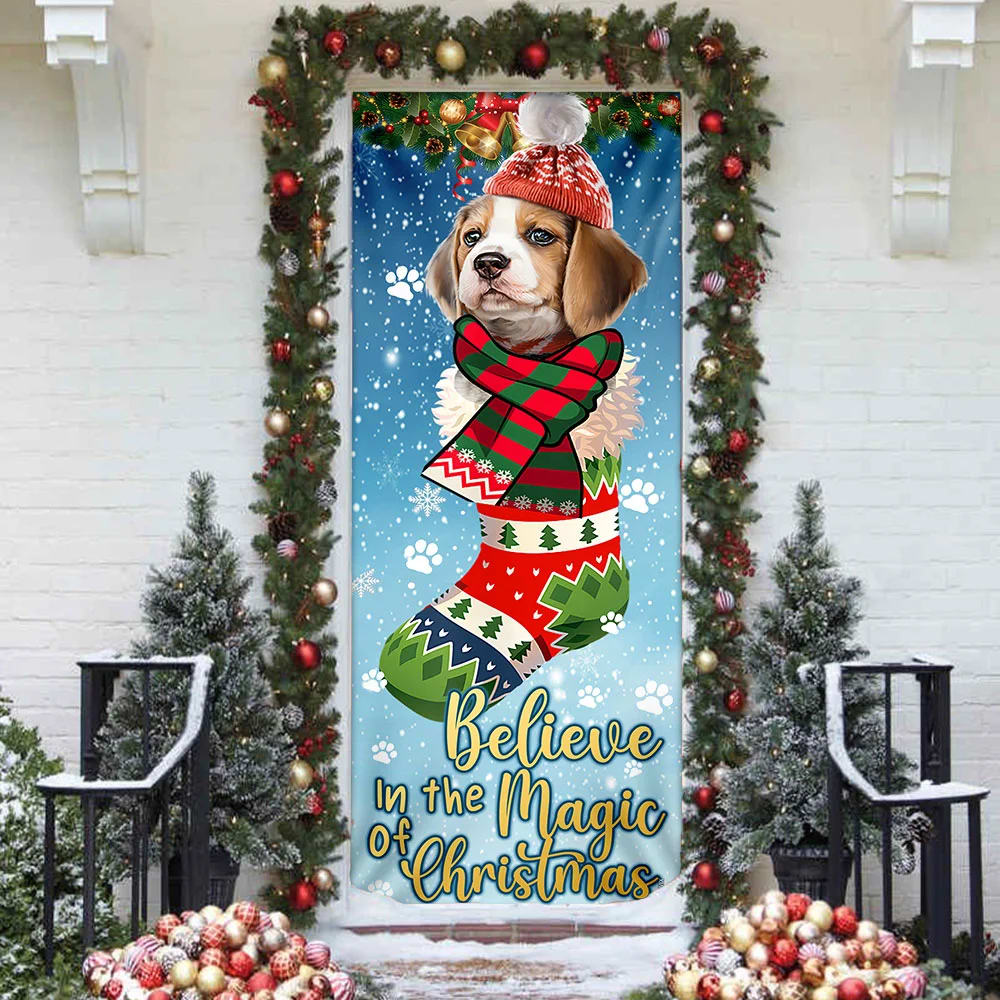 Beagle In Sock Door Cover Believe In The Magic Of Christmas Door Cover Christmas Outdoor Decoration Gifts For Dog Lovers 2 Beagle In Sock Door Cover Believe In The Magic Of Christmas Door Cover Christmas Outdoor Decoration Gifts For Dog Lovers 2