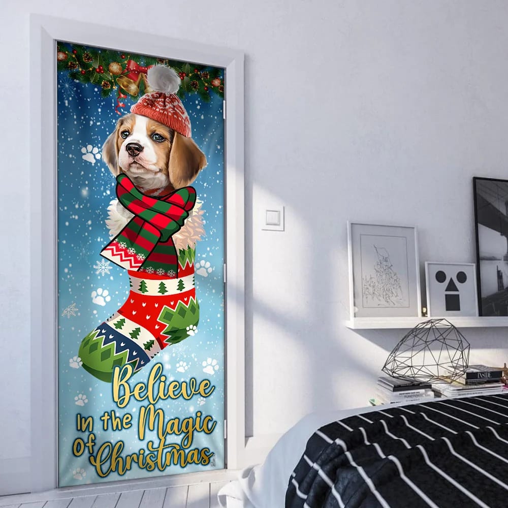 Beagle In Sock Door Cover Believe In The Magic Of Christmas Door Cover Christmas Outdoor Decoration Gifts For Dog Lovers 4 Beagle In Sock Door Cover Believe In The Magic Of Christmas Door Cover Christmas Outdoor Decoration Gifts For Dog Lovers 4
