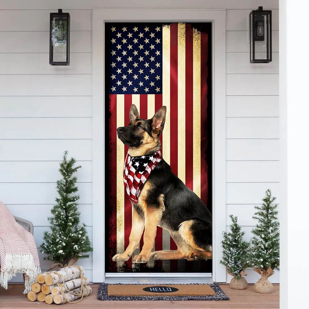 Beautiful German Shepherd Door Cover Xmas Outdoor Decoration Gifts For Dog Lovers 1