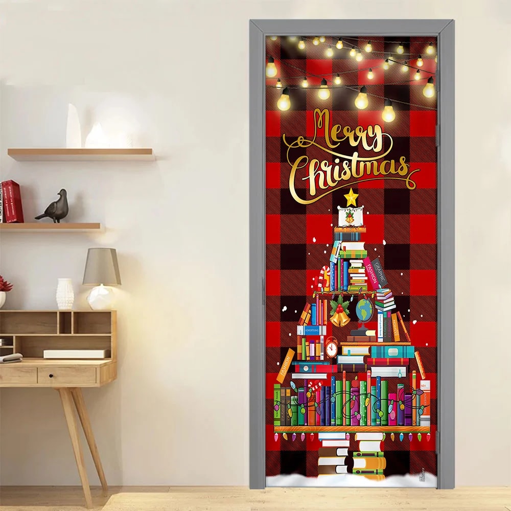 Book Christmas Tree Door Cover Merry Christmas Front Door Christmas Cover Unique Gifts Doorcover 5