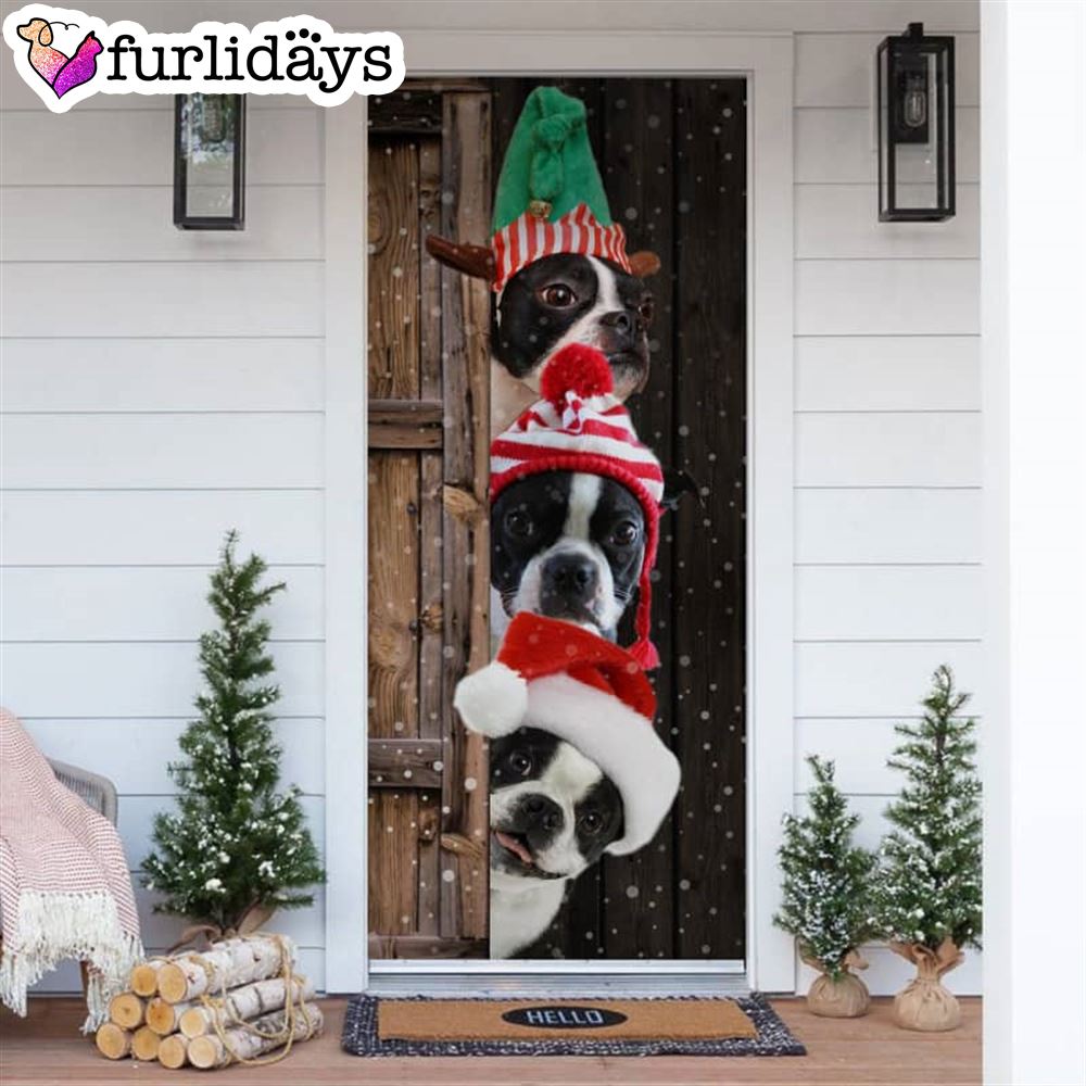 Boston Terrier Christmas Door Cover Xmas Gifts For Pet Lovers Christmas Gift For Friends Boston Terrier Christmas Door Cover Xmas Gifts For Pet Lovers Christmas Gift For Friends
