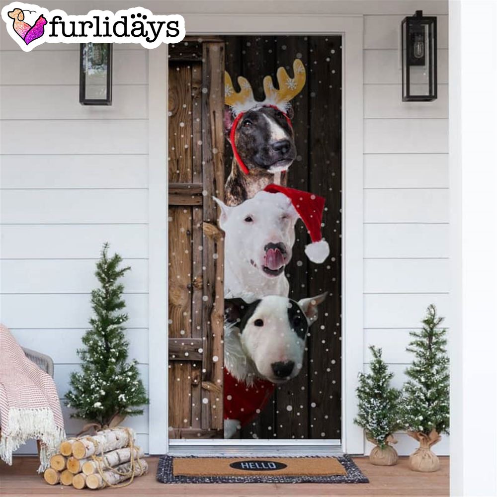 Bull Terrier Christmas Door Cover Xmas Gifts For Pet Lovers Christmas Gift Bull Terrier Christmas Door Cover Xmas Gifts For Pet Lovers Christmas Gift