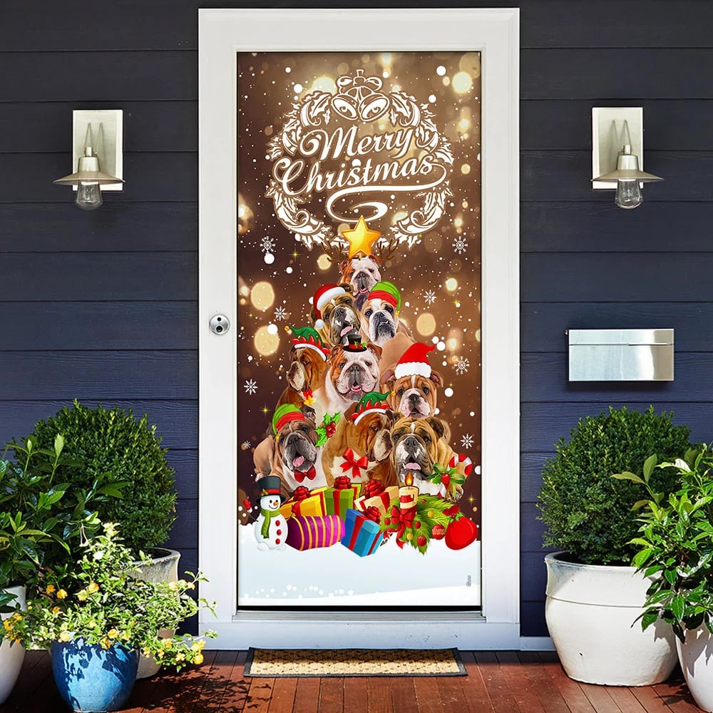 Bulldog Christmas Tree Door Cover Merry Christmas Front Door Christmas Cover Gifts For Dog Lovers 2 Bulldog Christmas Tree Door Cover Merry Christmas Front Door Christmas Cover Gifts For Dog Lovers 2