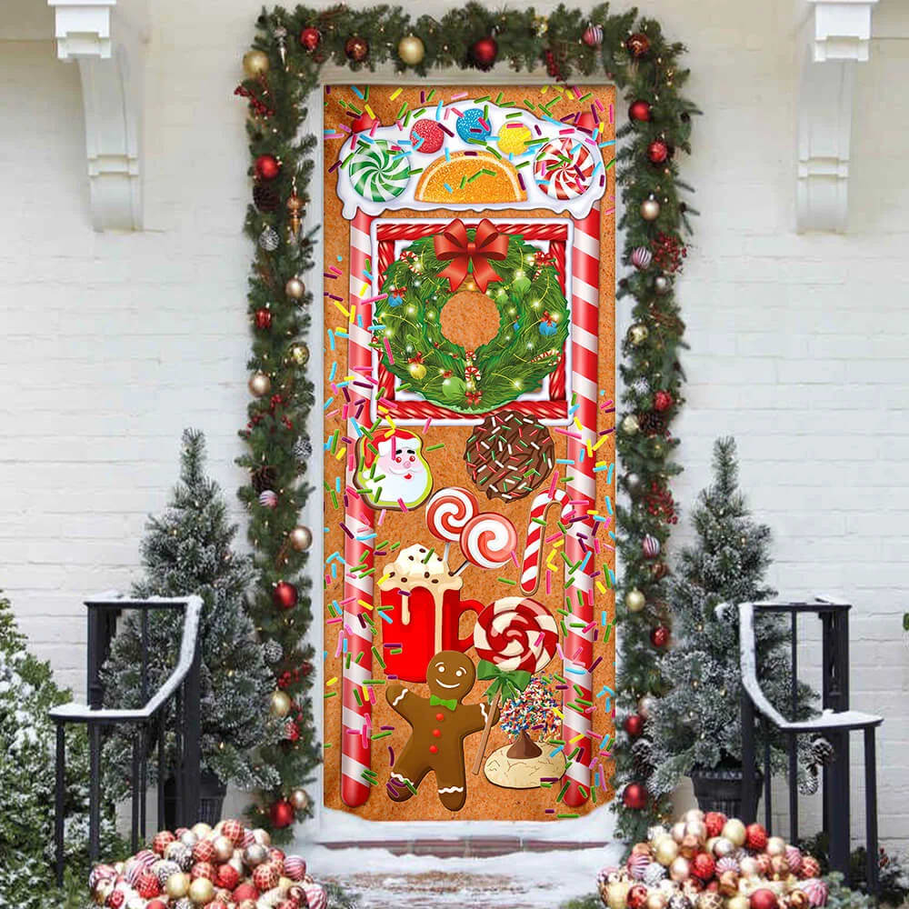 Christmas Ginger Bread Door Cover Door Christmas Cover Christmas Outdoor Decoration Unique Gifts Doorcover 1