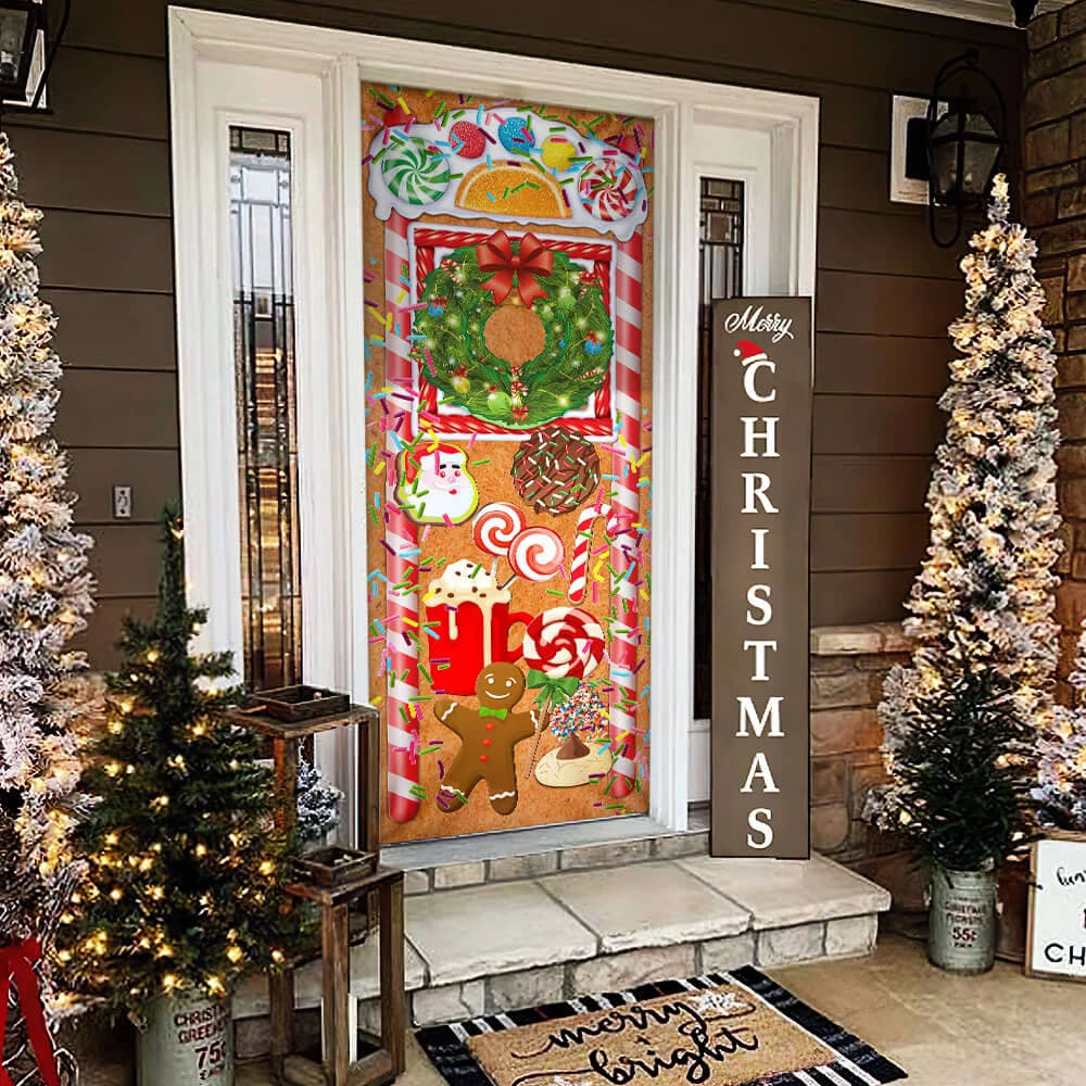 Christmas Ginger Bread Door Cover Door Christmas Cover Christmas Outdoor Decoration Unique Gifts Doorcover 4