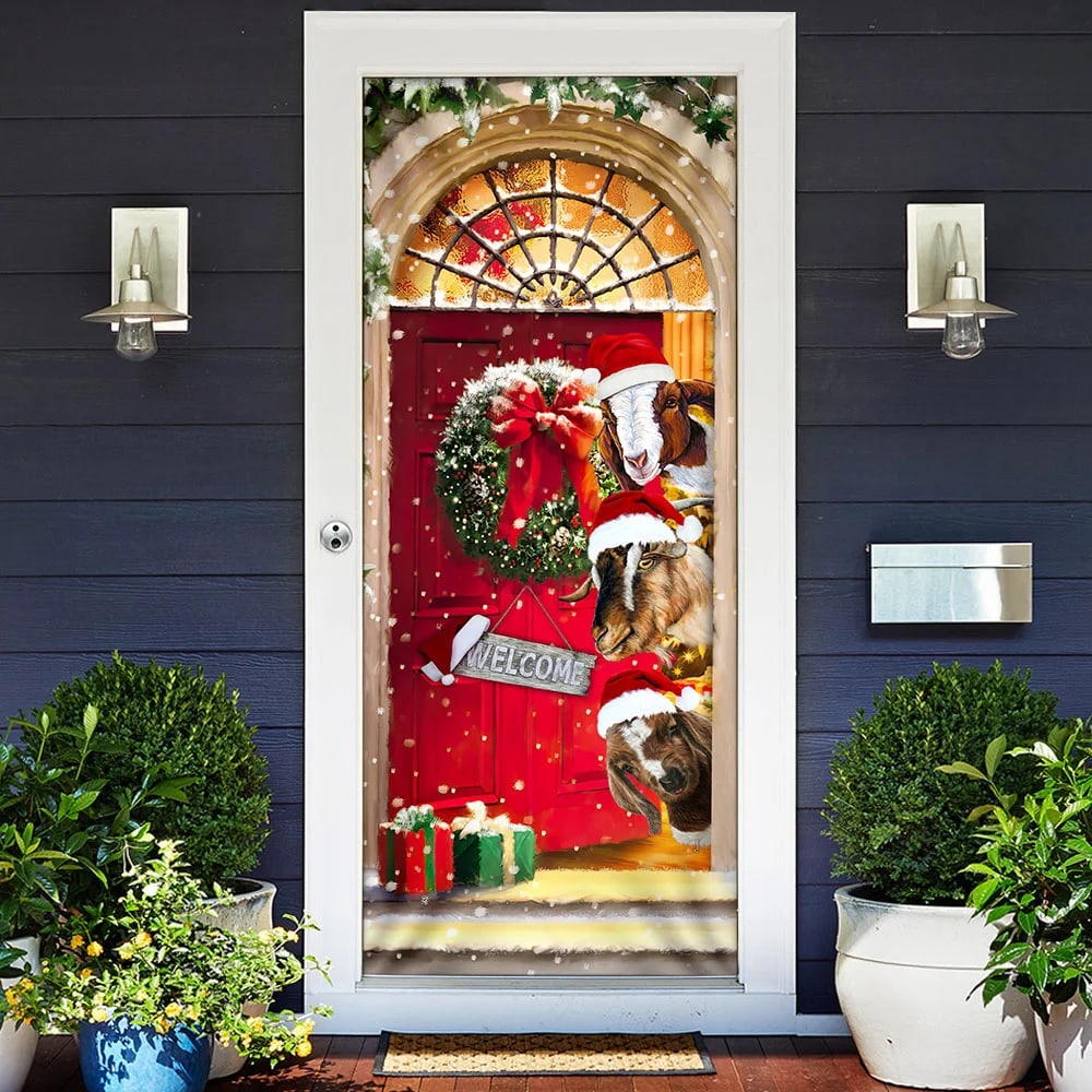 Christmas With My Herd Goat Cattle Farmer Door Cover Door Christmas Cover Christmas Outdoor Decoration 2 Christmas With My Herd Goat Cattle Farmer Door Cover Door Christmas Cover Christmas Outdoor Decoration 2
