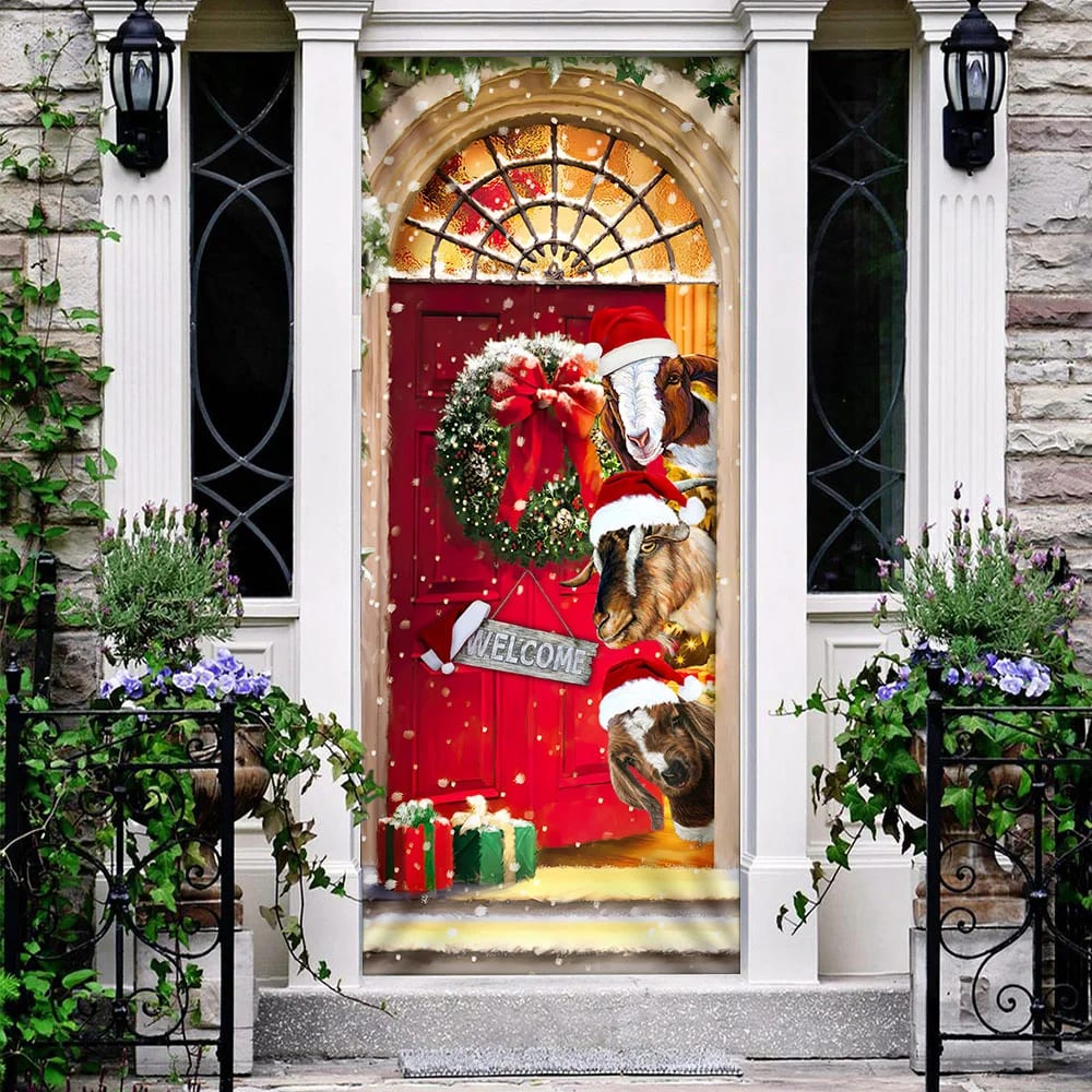 Christmas With My Herd Goat Cattle Farmer Door Cover Door Christmas Cover Christmas Outdoor Decoration 3 Christmas With My Herd Goat Cattle Farmer Door Cover Door Christmas Cover Christmas Outdoor Decoration 3