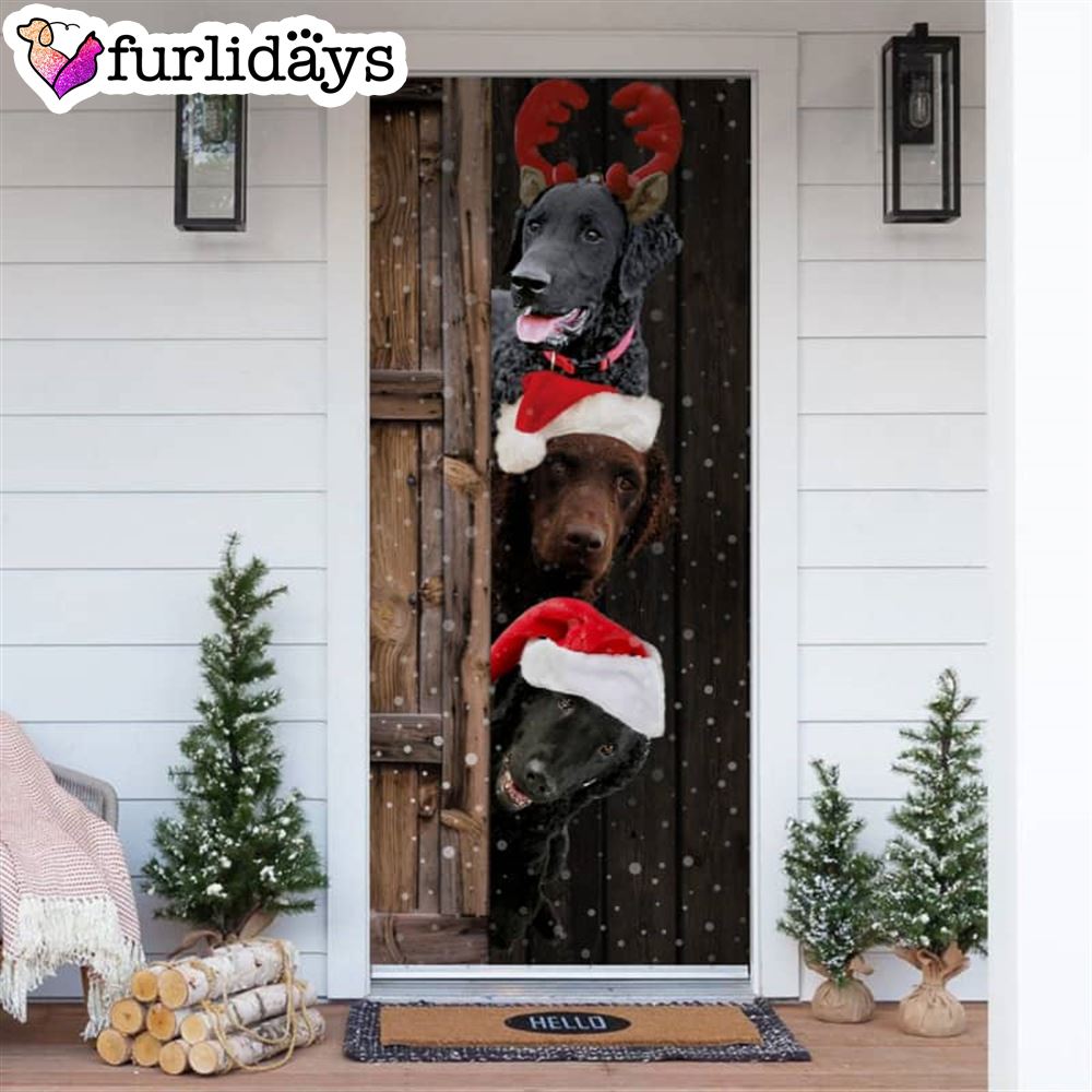 Curly Coated Retriever Christmas Door Cover Xmas Gifts For Pet Lovers Christmas Gift For Friends Curly Coated Retriever Christmas Door Cover Xmas Gifts For Pet Lovers Christmas Gift For Friends