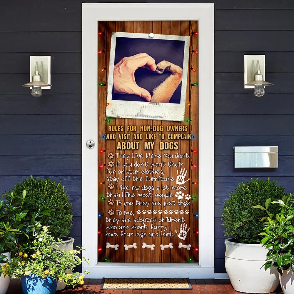 Dog House Rules Door Cover Xmas Outdoor Decoration Gifts For Dog Lovers 2