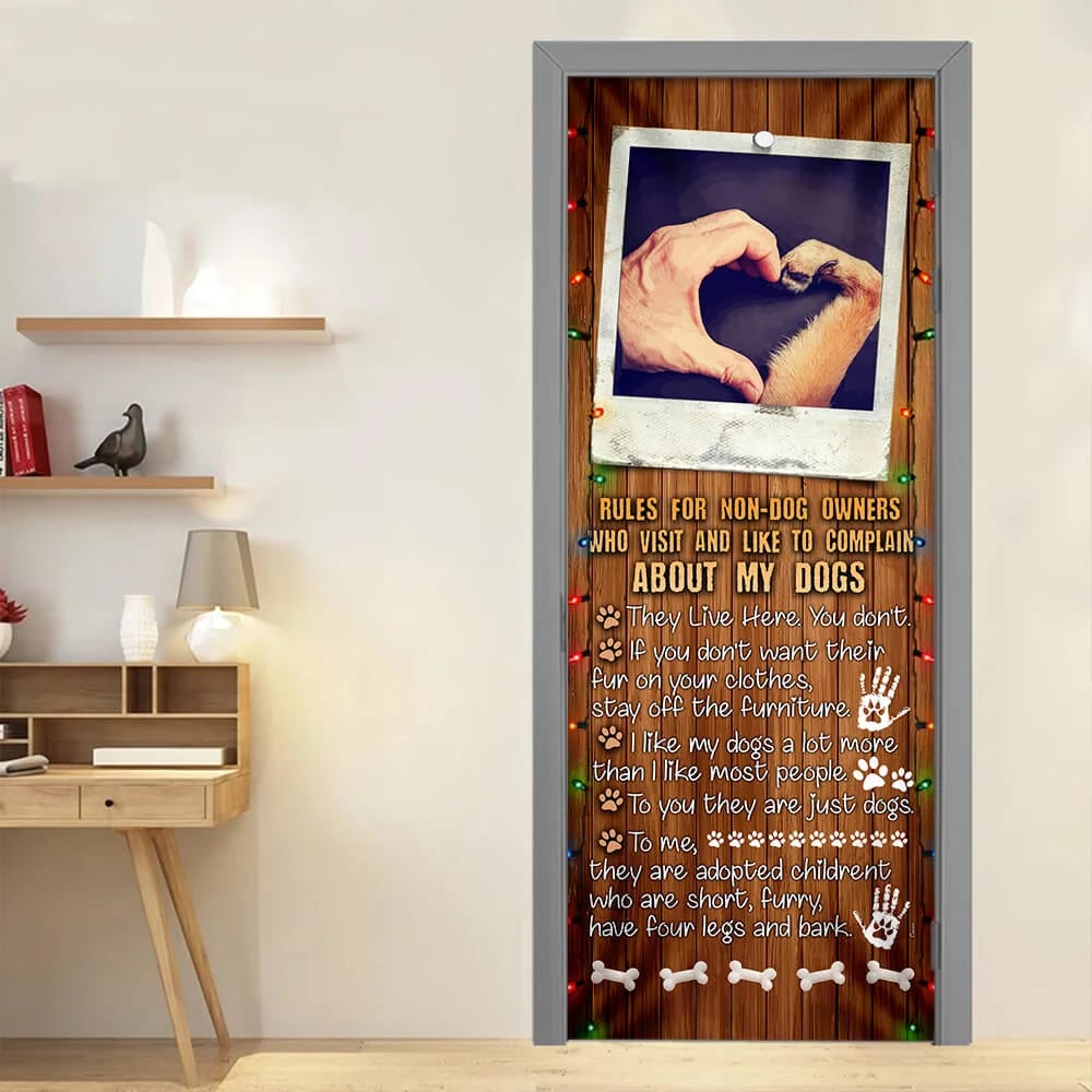 Dog House Rules Door Cover Xmas Outdoor Decoration Gifts For Dog Lovers 4