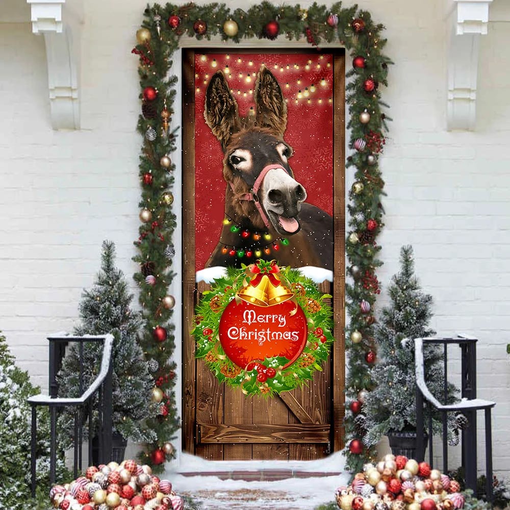 Donkey Smile Christmas Door Cover Merry Christmas Door Cover Unique Gifts Doorcover 3