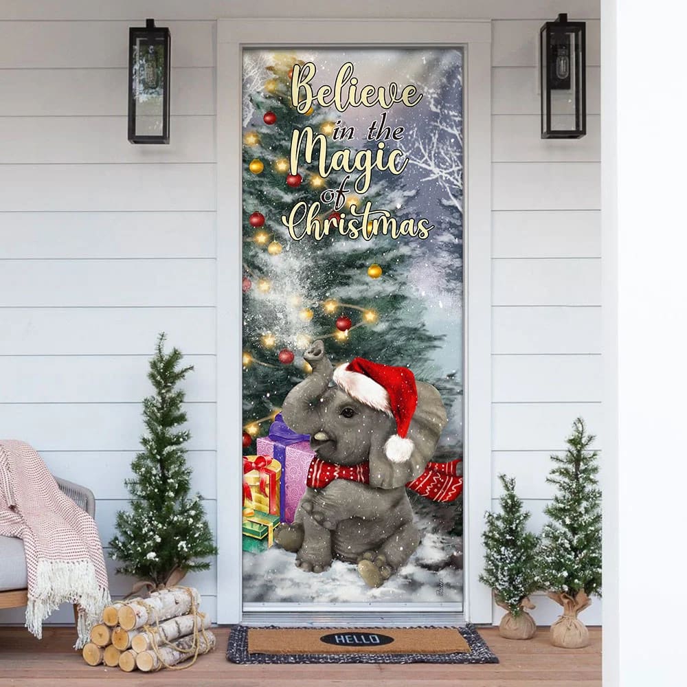 Elephant Door Cover Believe In The Magic Of Christmas Door Cover Christmas Outdoor Decoration 1 Elephant Door Cover Believe In The Magic Of Christmas Door Cover Christmas Outdoor Decoration 1