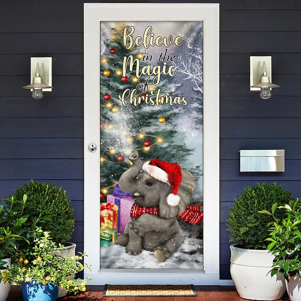 Elephant Door Cover Believe In The Magic Of Christmas Door Cover Christmas Outdoor Decoration 2 Elephant Door Cover Believe In The Magic Of Christmas Door Cover Christmas Outdoor Decoration 2