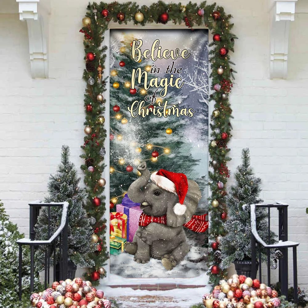 Elephant Door Cover Believe In The Magic Of Christmas Door Cover Christmas Outdoor Decoration 3 Elephant Door Cover Believe In The Magic Of Christmas Door Cover Christmas Outdoor Decoration 3