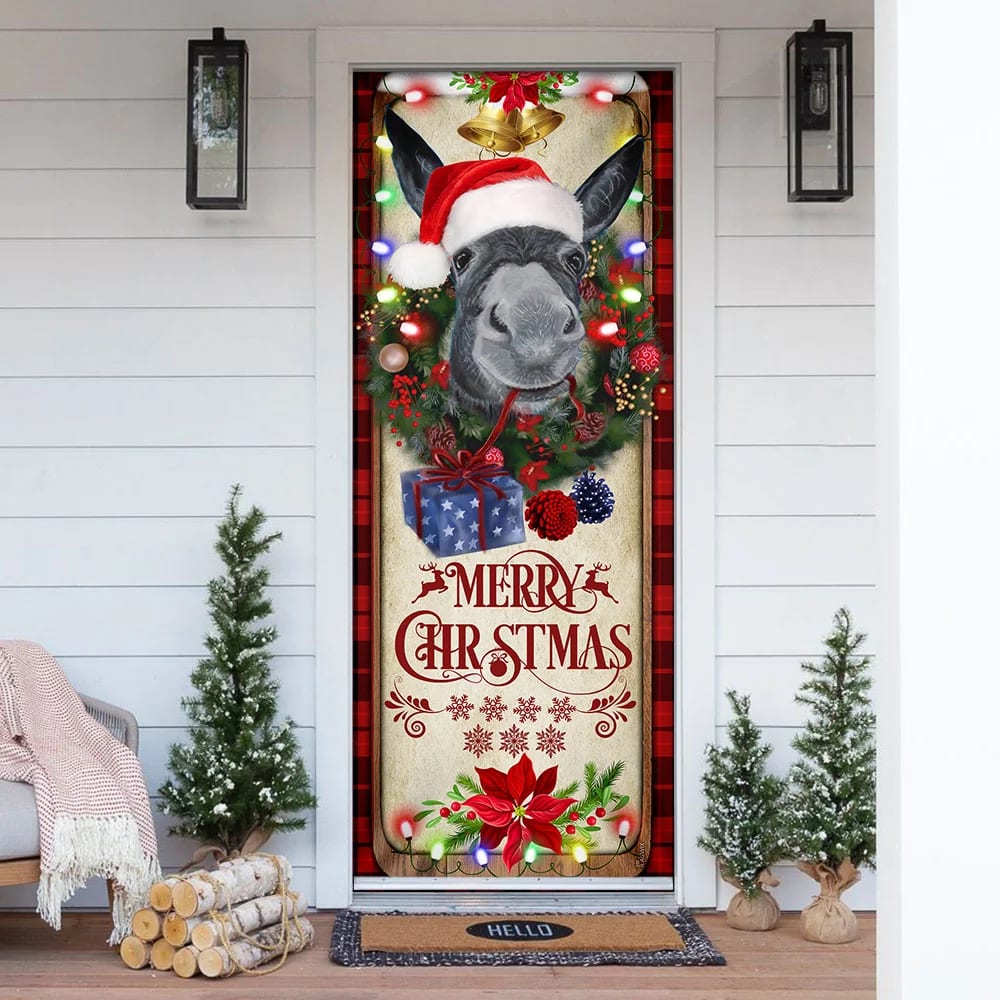 Farm Cattle Donkey Merry Christmas Door Cover Unique Gifts Doorcover 1 Farm Cattle Donkey Merry Christmas Door Cover Unique Gifts Doorcover 1