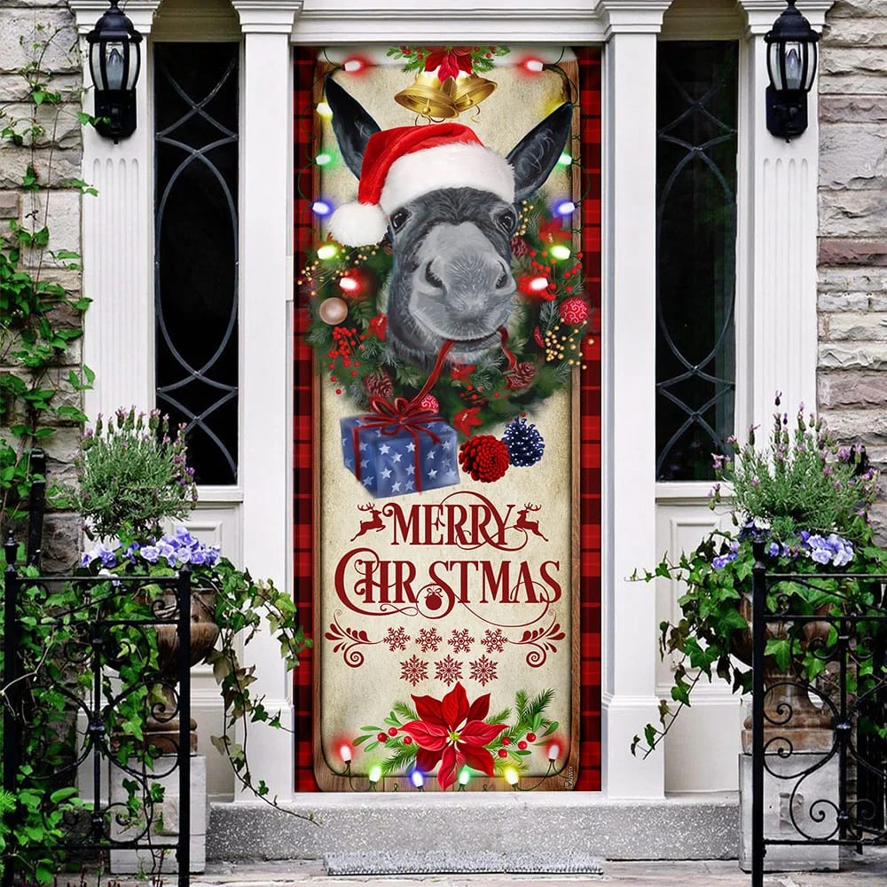 Farm Cattle Donkey Merry Christmas Door Cover Unique Gifts Doorcover 2 Farm Cattle Donkey Merry Christmas Door Cover Unique Gifts Doorcover 2