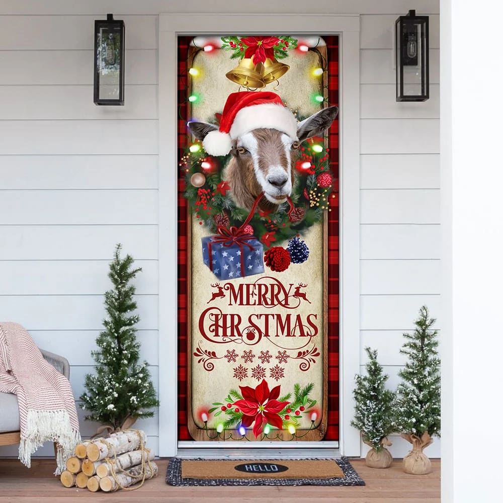 Farm Cattle Goat Merry Christmas Door Cover Unique Gifts Doorcover Holiday Decor 1 Farm Cattle Goat Merry Christmas Door Cover Unique Gifts Doorcover Holiday Decor 1