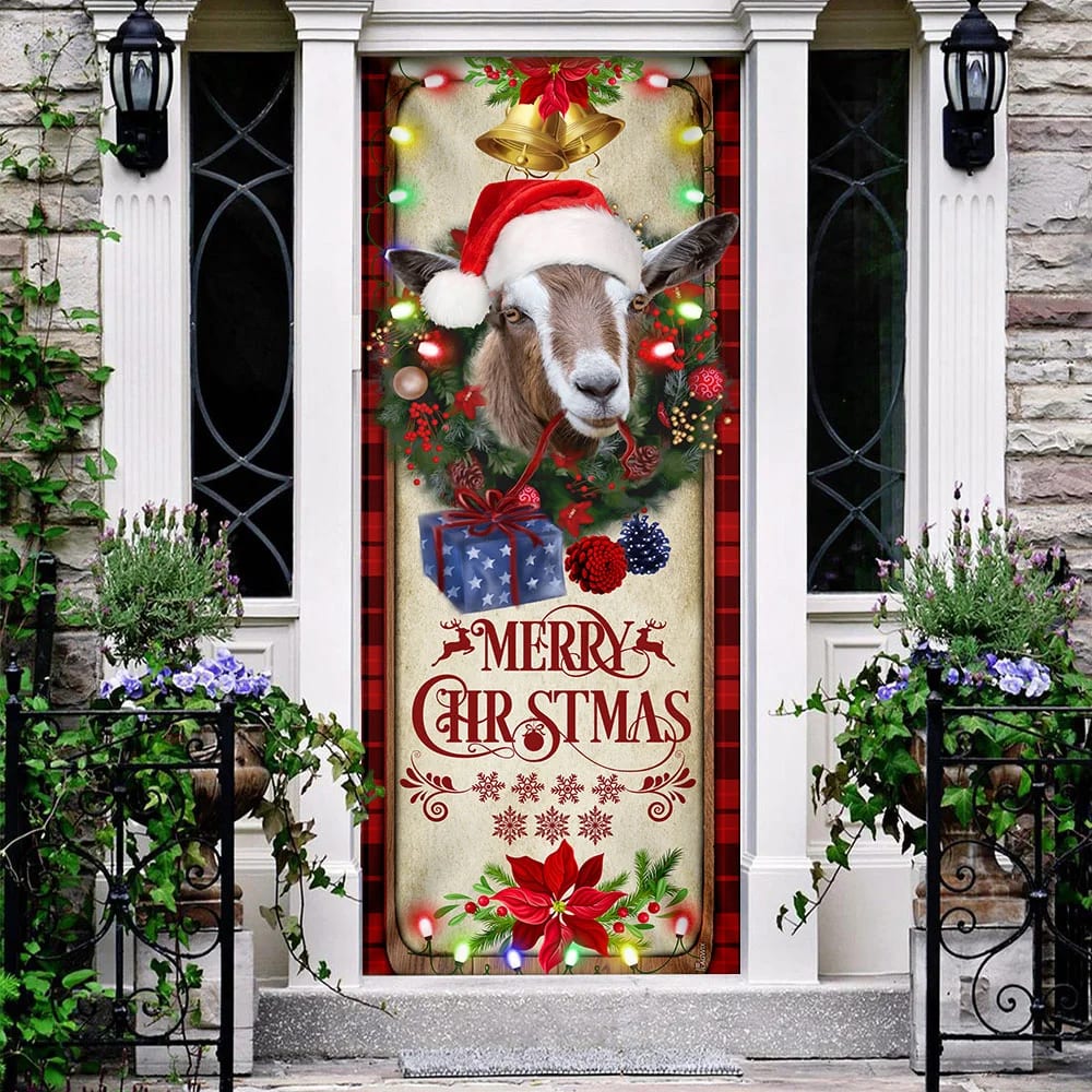 Farm Cattle Goat Merry Christmas Door Cover Unique Gifts Doorcover Holiday Decor 2 Farm Cattle Goat Merry Christmas Door Cover Unique Gifts Doorcover Holiday Decor 2
